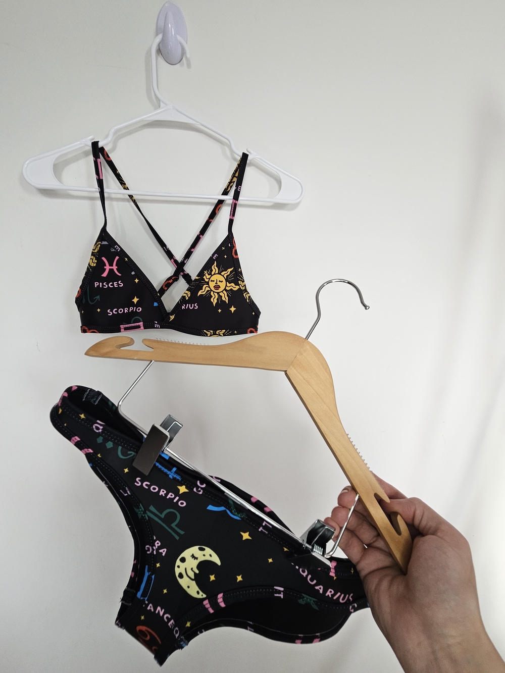 Hoaka x Pony Celestial Zodiac Bikini Set Black XS Triangle Top Cheeky Bottoms